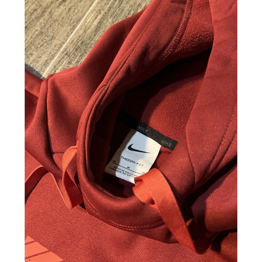 Nike Hoodie Mens Medium Red Orange Therma-FIT Graphic Pullover - Picture 5 of 8